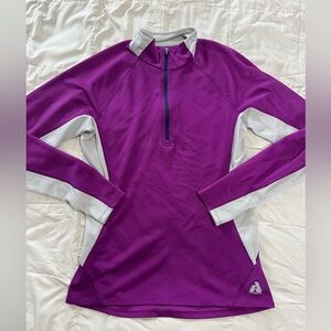 Eddie Bauer Women's Purple and White Long Sleeve Top